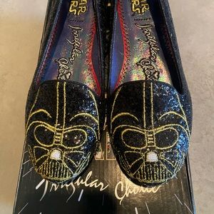 Irregular Choice Star Wars black glitter flats New in Box size 8